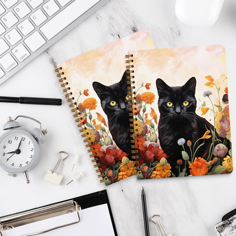 CQM 2 Packs Cat Spiral Notebook Aesthetic College Ruled Journaling Notebooks Cat Themed Gifts for Women Educator Coworker Friend Hardcover Notebook Journals for Writing Classroom Office Home Supplies - Image 4